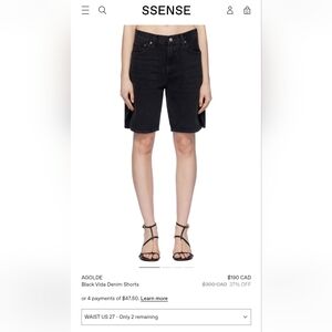 SOLD AGOLDE Black Vida Denim Shorts